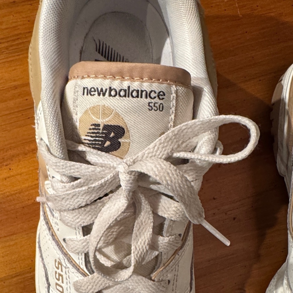 New Balance White and Tan 550 Sneakers - Picture 3 of 8
